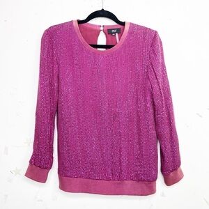 Mlv fuscia sequin Keyhole back blouse